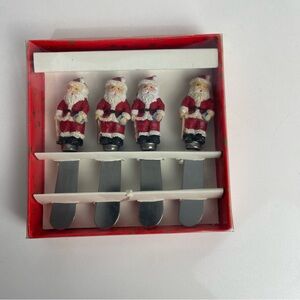 CHRISTMAS SANTA CLAUSS 4 Set BUTTER CREAM CHEESE SPREADER KNIVES In Original Box